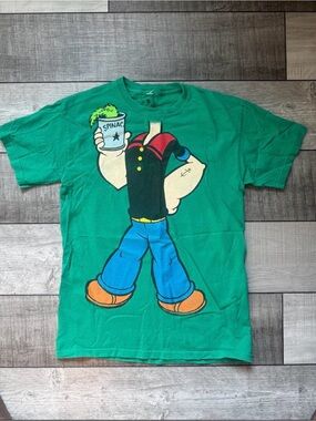 Vintage Green Popeye Graphic Tee - Men's Casual Shirt